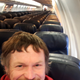 Skirmantas Strimaitis takes a selfie onboard a Boeing 737-800 airplane, taking off from Vilnius, Lithuania, March 16, 2019, as the only passenger aboard. The aircraft with two pilots and five crew members and which usually can sit up to 188 people, flew to Bergamo, Italy.